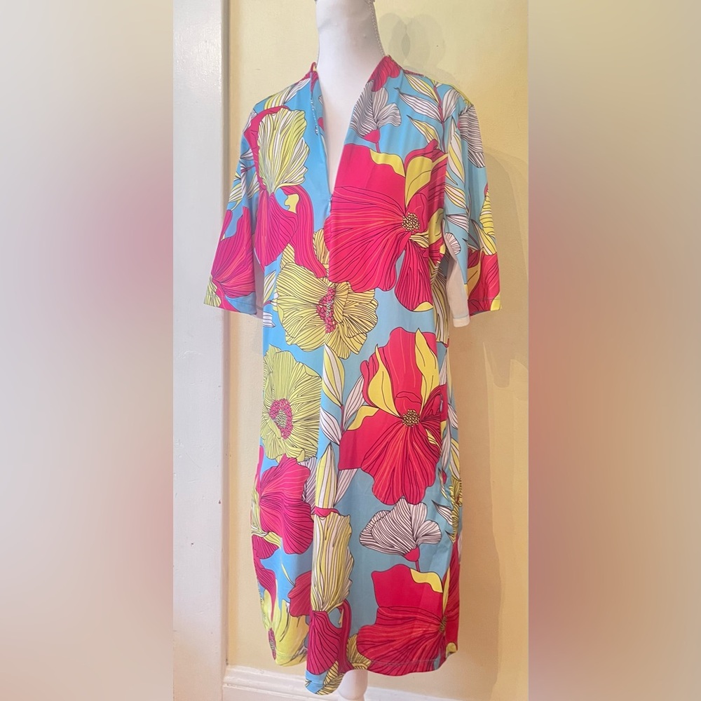 Tail tennis dress pickle ball athletic wear Floral Midi Dress zipper pockets LG